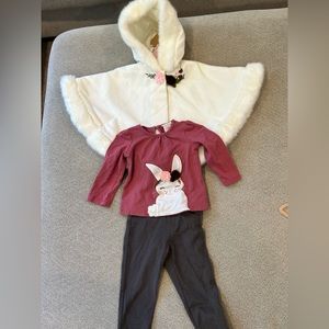 Savannah 18m girls poncho and matching bunny outfit
